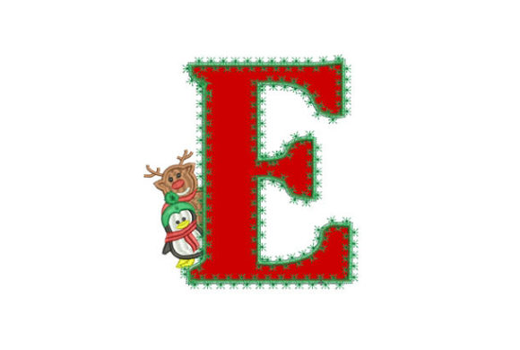 Christmas Letter E: A Delicate, Heartfelt Embroidery Design for Meaningful Gifts