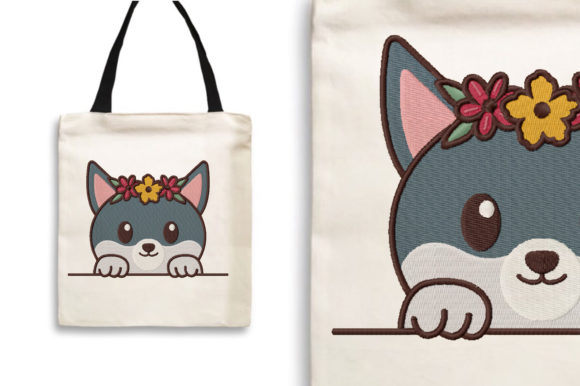Cute Wolf with Flower Crown