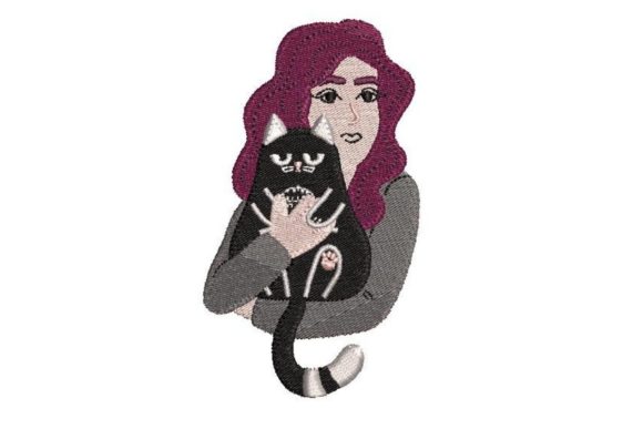 Gothic Girl with Cat Embroidery Review