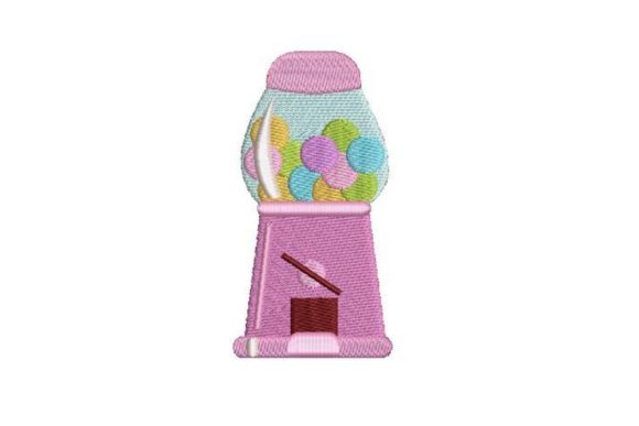 Pink Gumball Machine Embroidery Design